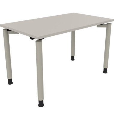 Schreibtisch All in One, manuell höhenverstellbar, 68-82cm (H), 120x70cm (BxT), rechteckig, lichtgrau / silberaluminium