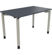 Schreibtisch All in One, manuell höhenverstellbar, 68-82cm (H), 120x70cm (BxT), rechteckig, lavagrau / silberaluminium