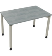 Schreibtisch All in One, manuell höhenverstellbar, 68-82cm (H), 120x70cm (BxT), rechteckig, beton hell / silberaluminium