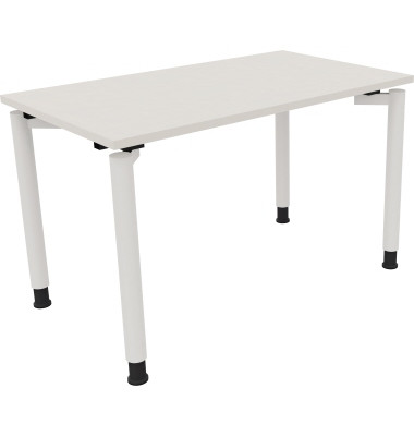 Schreibtisch All in One, manuell h&ouml;henverstellbar, 68-82cm (H), 120x70cm (BxT), rechteckig, wei&szlig; / wei&szlig;