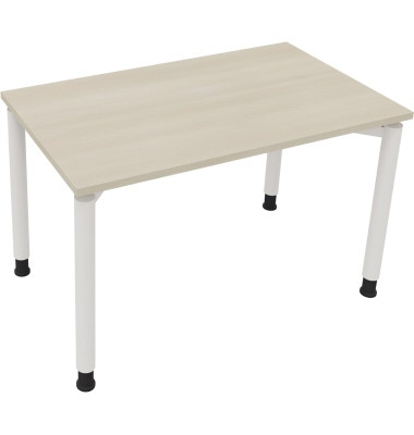 Schreibtisch All in One, manuell h&ouml;henverstellbar, 68-82cm (H), 120x70cm (BxT), rechteckig, akazie hell / wei&szlig;