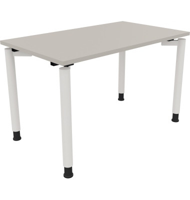 Schreibtisch All in One, manuell h&ouml;henverstellbar, 68-82cm (H), 120x70cm (BxT), rechteckig, lichtgrau / wei&szlig;