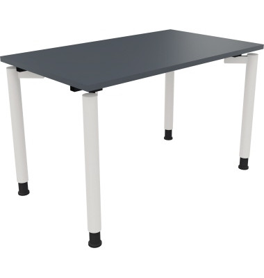Schreibtisch All in One, manuell h&ouml;henverstellbar, 68-82cm (H), 120x70cm (BxT), rechteckig, lavagrau / wei&szlig;