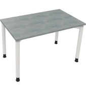 Schreibtisch All in One, manuell höhenverstellbar, 68-82cm (H), 120x70cm (BxT), rechteckig, beton hell / weiß