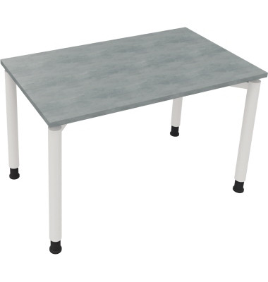 Schreibtisch All in One, manuell höhenverstellbar, 68-82cm (H), 120x70cm (BxT), rechteckig, beton hell / weiß