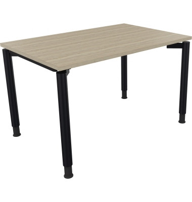 Schreibtisch All in One, manuell höhenverstellbar, 68-82cm (H), 120x80cm (BxT), rechteckig, eiche natur / anthrazit metallic