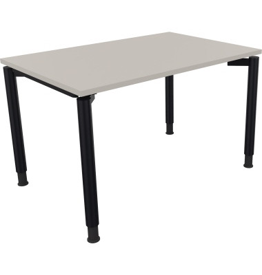 Schreibtisch All in One, manuell h&ouml;henverstellbar, 68-82cm (H), 120x80cm (BxT), rechteckig, lichtgrau / anthrazit metallic
