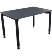 Schreibtisch All in One, manuell höhenverstellbar, 68-82cm (H), 120x80cm (BxT), rechteckig, lavagrau / anthrazit metallic