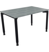 Schreibtisch All in One, manuell höhenverstellbar, 68-82cm (H), 120x80cm (BxT), rechteckig, beton hell / anthrazit metallic