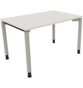 Schreibtisch All in One, manuell höhenverstellbar, 68-82cm (H), 120x80cm (BxT), rechteckig, weiß / silberaluminium