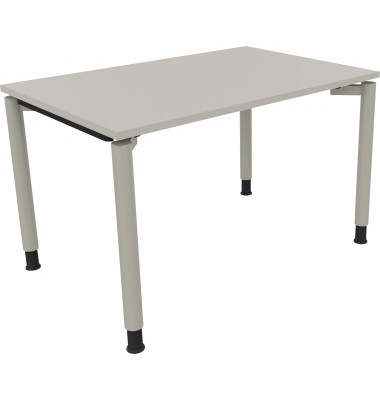 Schreibtisch All in One, manuell h&ouml;henverstellbar, 68-82cm (H), 120x80cm (BxT), rechteckig, lichtgrau / silberaluminium