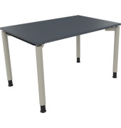 Schreibtisch All in One, manuell höhenverstellbar, 68-82cm (H), 120x80cm (BxT), rechteckig, lavagrau / silberaluminium