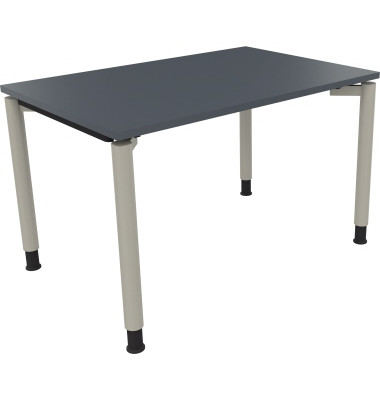 Schreibtisch All in One, manuell h&ouml;henverstellbar, 68-82cm (H), 120x80cm (BxT), rechteckig, lavagrau / silberaluminium