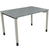 Schreibtisch All in One, manuell h&ouml;henverstellbar, 68-82cm (H), 120x80cm (BxT), rechteckig, beton hell / silberaluminium