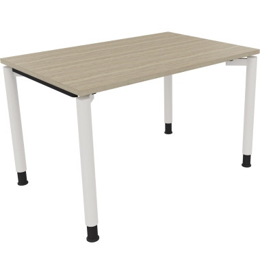 Schreibtisch All in One, manuell höhenverstellbar, 68-82cm (H), 120x80cm (BxT), rechteckig, eiche natur / weiß