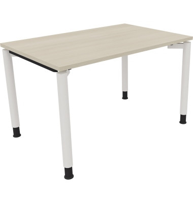 Schreibtisch All in One, manuell höhenverstellbar, 68-82cm (H), 120x80cm (BxT), rechteckig, akazie hell / weiß