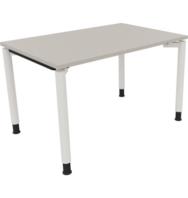 Schreibtisch All in One, manuell höhenverstellbar, 68-82cm (H), 120x80cm (BxT), rechteckig, lichtgrau / weiß