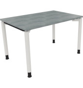 Schreibtisch All in One, manuell höhenverstellbar, 68-82cm (H), 120x80cm (BxT), rechteckig, beton hell / weiß