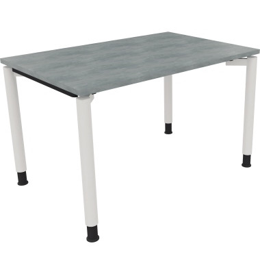 Schreibtisch All in One, manuell höhenverstellbar, 68-82cm (H), 120x80cm (BxT), rechteckig, beton hell / weiß