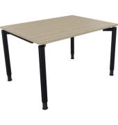Schreibtisch All in One, manuell höhenverstellbar, 68-82cm (H), 120x90cm (BxT), rechteckig, eiche natur / anthrazit metallic