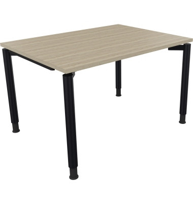 Schreibtisch All in One, manuell höhenverstellbar, 68-82cm (H), 120x90cm (BxT), rechteckig, eiche natur / anthrazit metallic