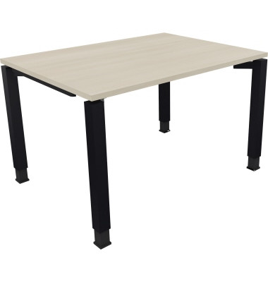 Schreibtisch All in One, manuell höhenverstellbar, 68-82cm (H), 120x90cm (BxT), rechteckig, akazie hell / anthrazit metallic