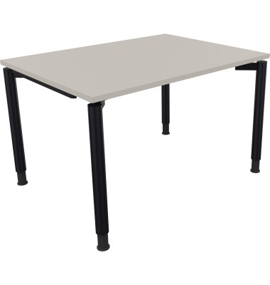 Schreibtisch All in One, manuell h&ouml;henverstellbar, 68-82cm (H), 120x90cm (BxT), rechteckig, lichtgrau / anthrazit metallic