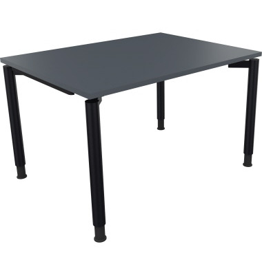 Schreibtisch All in One, manuell h&ouml;henverstellbar, 68-82cm (H), 120x90cm (BxT), rechteckig, lavagrau / anthrazit metallic