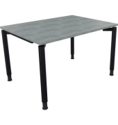 Schreibtisch All in One, manuell höhenverstellbar, 68-82cm (H), 120x90cm (BxT), rechteckig, beton hell / anthrazit metallic