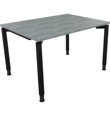 Schreibtisch All in One, manuell höhenverstellbar, 68-82cm (H), 120x90cm (BxT), rechteckig, beton hell / anthrazit metallic Schreibtisch All in One, manuell höhenverstellbar, 68-82cm (H), 120x90cm (BxT), rechteckig, beton hell / anthrazit metallic