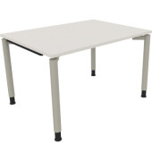 Schreibtisch All in One, manuell höhenverstellbar, 68-82cm (H), 120x90cm (BxT), rechteckig, weiß / silberaluminium