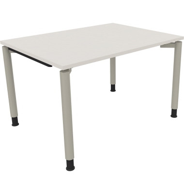 Schreibtisch All in One, manuell höhenverstellbar, 68-82cm (H), 120x90cm (BxT), rechteckig, weiß / silberaluminium