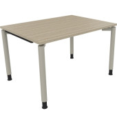 Schreibtisch All in One, manuell höhenverstellbar, 68-82cm (H), 120x90cm (BxT), rechteckig, eiche natur / silberaluminium