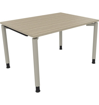 Schreibtisch All in One, manuell höhenverstellbar, 68-82cm (H), 120x90cm (BxT), rechteckig, eiche natur / silberaluminium Schreibtisch All in One, manuell höhenverstellbar, 68-82cm (H), 120x90cm (BxT), rechteckig, eiche natur / silberaluminium
