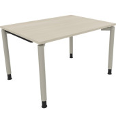 Schreibtisch All in One, manuell höhenverstellbar, 68-82cm (H), 120x90cm (BxT), rechteckig, akazie hell / silberaluminium