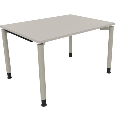 Schreibtisch All in One, manuell höhenverstellbar, 68-82cm (H), 120x90cm (BxT), rechteckig, lichtgrau / silberaluminium