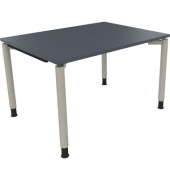 Schreibtisch All in One, manuell höhenverstellbar, 68-82cm (H), 120x90cm (BxT), rechteckig, lavagrau / silberaluminium