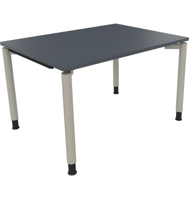 Schreibtisch All in One, manuell höhenverstellbar, 68-82cm (H), 120x90cm (BxT), rechteckig, lavagrau / silberaluminium