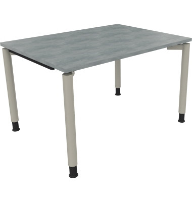 Schreibtisch All in One, manuell h&ouml;henverstellbar, 68-82cm (H), 120x90cm (BxT), rechteckig, beton hell / silberaluminium