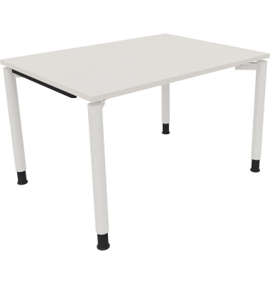 Schreibtisch All in One, manuell höhenverstellbar, 68-82cm (H), 120x90cm (BxT), rechteckig, weiß / weiß