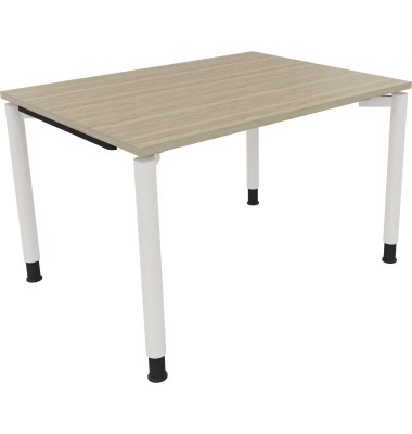 Schreibtisch All in One, manuell h&ouml;henverstellbar, 68-82cm (H), 120x90cm (BxT), rechteckig, eiche natur / wei&szlig;