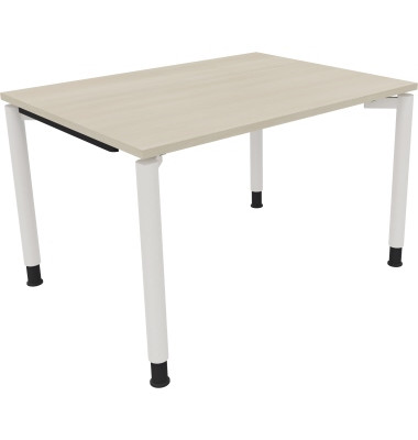 Schreibtisch All in One, manuell höhenverstellbar, 68-82cm (H), 120x90cm (BxT), rechteckig, akazie hell / weiß