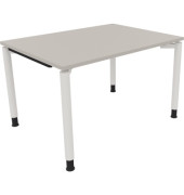 Schreibtisch All in One, manuell höhenverstellbar, 68-82cm (H), 120x90cm (BxT), rechteckig, lichtgrau / weiß