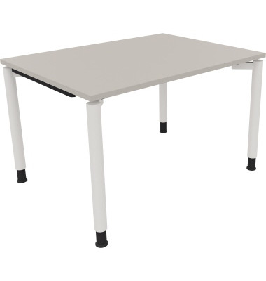 Schreibtisch All in One, manuell h&ouml;henverstellbar, 68-82cm (H), 120x90cm (BxT), rechteckig, lichtgrau / wei&szlig;