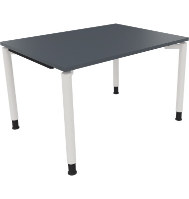 Schreibtisch All in One, manuell h&ouml;henverstellbar, 68-82cm (H), 120x90cm (BxT), rechteckig, lavagrau / wei&szlig;