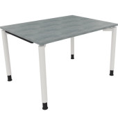 Schreibtisch All in One, manuell höhenverstellbar, 68-82cm (H), 120x90cm (BxT), rechteckig, beton hell / weiß