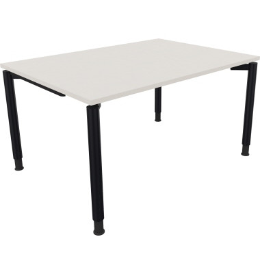 Schreibtisch All in One, manuell höhenverstellbar, 68-82cm (H), 140x100cm (BxT), rechteckig, weiß / anthrazit metallic