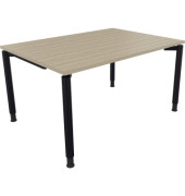 Schreibtisch All in One, manuell höhenverstellbar, 68-82cm (H), 140x100cm (BxT), rechteckig, eiche natur / anthrazit metallic