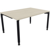 Schreibtisch All in One, manuell h&ouml;henverstellbar, 68-82cm (H), 140x100cm (BxT), rechteckig, akazie hell / anthrazit metallic