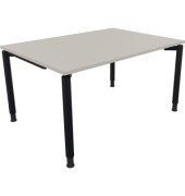 Schreibtisch All in One, manuell höhenverstellbar, 68-82cm (H), 140x100cm (BxT), rechteckig, lichtgrau / anthrazit metallic